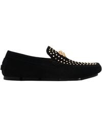 Versace - La Medusa Studded Suede Loafer - Lyst