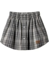 Miu Miu - Cotton Flannel Mini Skirt - Lyst