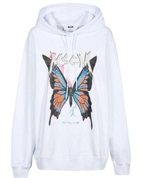 MSGM - Butterfly Printed Drawstring Hoodie - Lyst