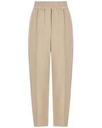 Brunello Cucinelli - Fluid Twill Baggy Pull-On Trousers - Lyst