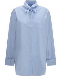 Prada - Logo Embroidered Long Sleeved Shirt - Lyst