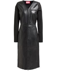 DIESEL - Solid Color Fitted Leather Skirt - Lyst