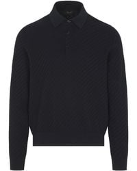 Brioni - Textured Long Sleeve Polo Shirt - Lyst