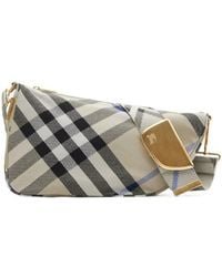 Burberry - Medium Shield Checked Shoulder Bag - Lyst