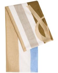 Saint Laurent - Striped Logo Cotton And Silk-Blend Scarf - Lyst