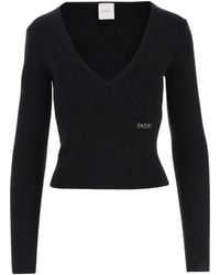 Patou - Ribbed V-Neck Knitted Sweater - Lyst