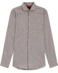 BOSS - Classic Collar Linen-Cotton Shirt - Lyst