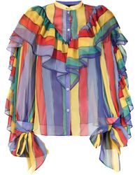 Rochas - Ruffled Stripe Blouse - Lyst