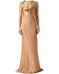 Elisabetta Franchi - Draped Satin Maxi Dress - Lyst