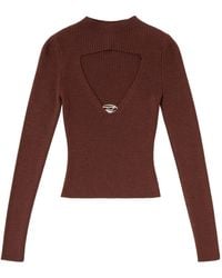DIESEL - Oval-D Plaque Cut-Out Knitted Jumper - Lyst