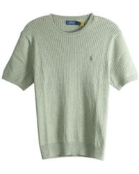 Polo Ralph Lauren - Short-Sleeve Cotton Rib Stitch Crewneck Pullover Sweater - Lyst