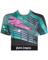 Palm Angels - Miami Print Crop T-Shirt - Lyst
