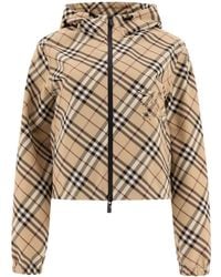 Burberry - Checked Hooded Zip-Up Jacket - Lyst
