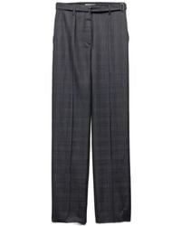 Prada - Pleated Belted Trousers - Lyst