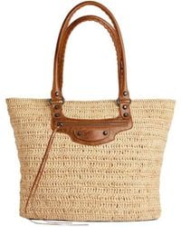 Balenciaga Le Cagole Raffia Basket Bag in White | Lyst
