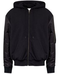 MM6 by Maison Margiela - Zip-Up Gathered-Sleeve Hoodie - Lyst