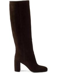 Prada - Block Heel Knee-High Boots - Lyst