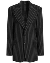 Dolce & Gabbana - Virgin Wool-Linen Pinstripe Sicilia Blazer - Lyst