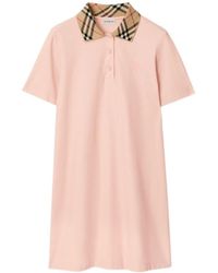 Burberry - Check Collar Polo Shirt Dress - Lyst