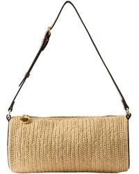Stella McCartney - Barrel Vegetarian Leather-Trimmed Raffia Shoulder Bag - Lyst