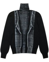 MM6 by Maison Margiela - High-Neck Panelled Sweater - Lyst
