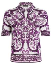 Dolce & Gabbana - Silk Majolica Print Polo Shirt - Lyst