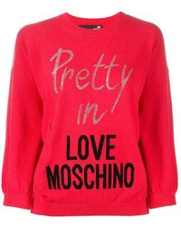 Moschino - Crystal Decorated Logo-Inlaid Pullover - Lyst