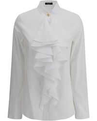 Balmain - Ruffled Poplin Shirt - Lyst