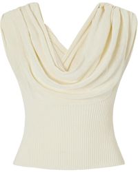 Kallmeyer - Meeka Cowl-Neck Cotton-Blend Ribbed Top - Lyst