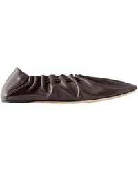 STAUD - Rue Gathered Leather Ballet Flats - Lyst