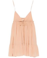 Chloé - Chloé Ruffled Tie-Front Mini Dress - Lyst
