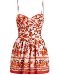 Dolce & Gabbana - Majolica-Print Poplin Short Dress - Lyst