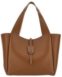 Hogan - Trend Logo-Plaque Leather Tote Bag - Lyst