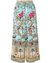 CAMILLA - Printed Silk-Satin Wide-Leg Pants - Lyst