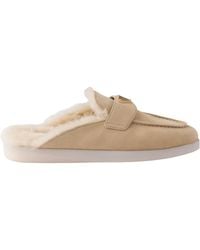 Prada - Suede And Shearling Mules - Lyst