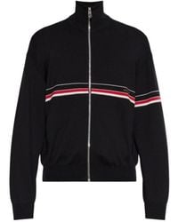 Versace - Embroidered-Logo Cotton-Knit Zip Cardigan - Lyst
