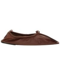 Hereu - Puntera Gathered Leather Ballet Flats - Lyst