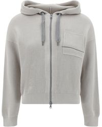 Brunello Cucinelli - Hooded Drawstring Zipped Hoodie - Lyst