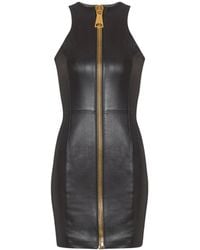 Balmain - Maxi Zip Leather Dress Dresses - Lyst