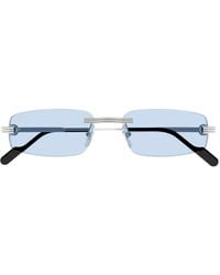 Cartier - Rectangular Rimless Sunglasses - Lyst