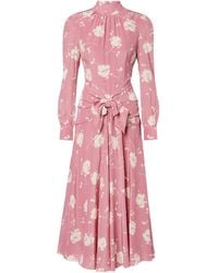Alessandra Rich - Bow-Detail Floral Silk Midi Dress - Lyst