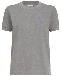 Brunello Cucinelli - Stretch-Cotton Piqué T-Shirt With Sparkling Cotton Knit Inserts And Logo - Lyst