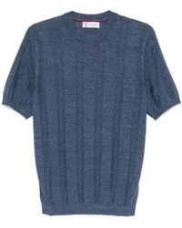 Brunello Cucinelli - Short Sleeves Round Neck Sweater - Lyst