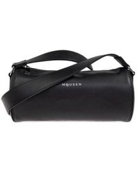 McQueen - Logo Printed Zipped Shoulder Bag - Lyst