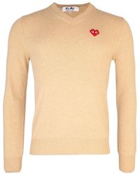 COMME DES GARÇONS PLAY - Heart-Motif V-Neck Jumper - Lyst