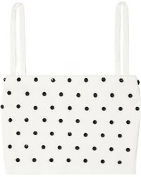 Carolina Herrera - Cropped Crystal-Embellished Knitted Top - Lyst