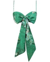Zimmermann - Everley Bow Floral-Pattern Linen Bralette - Lyst
