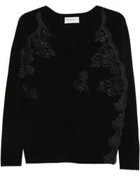 ERMANNO FIRENZE - Lace V-Neck Knitted Sweater - Lyst