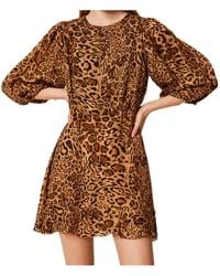 Twinset - Short Jacquard Animal Printed Dress - Lyst