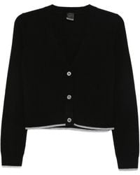 Pinko - Cropped Cardigan Sweater With Deep V-Neckline - Lyst